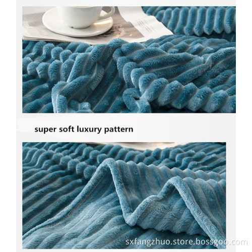 Thick 300 gsm customization color Reversible 3D Flannel Fleece throw bedroom blanket